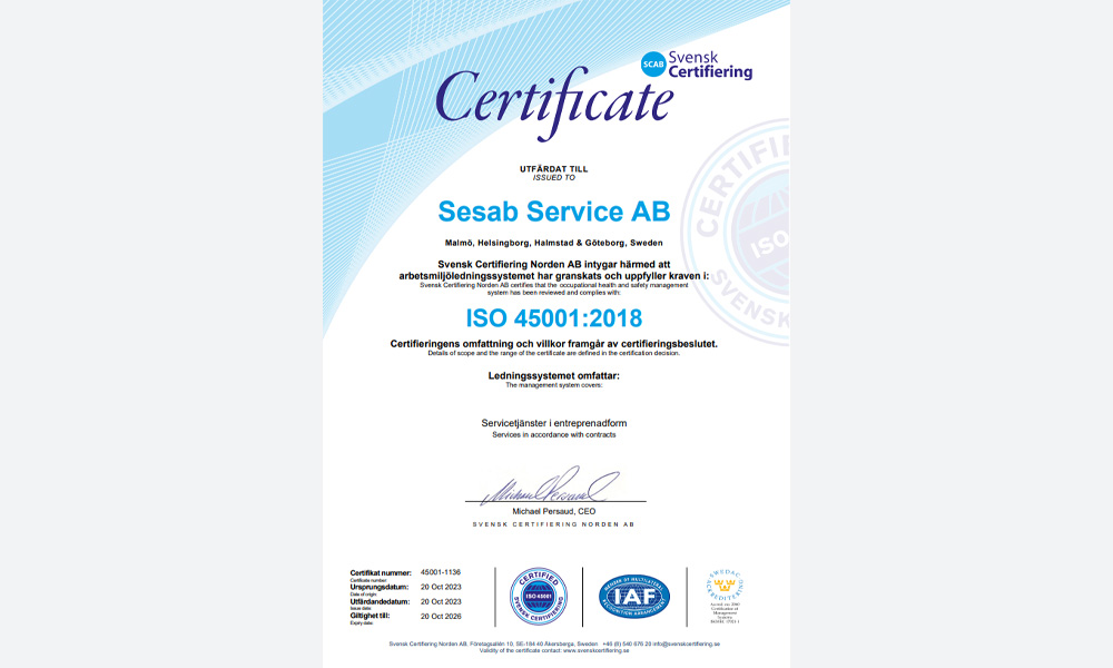 Certificate Iso 45001